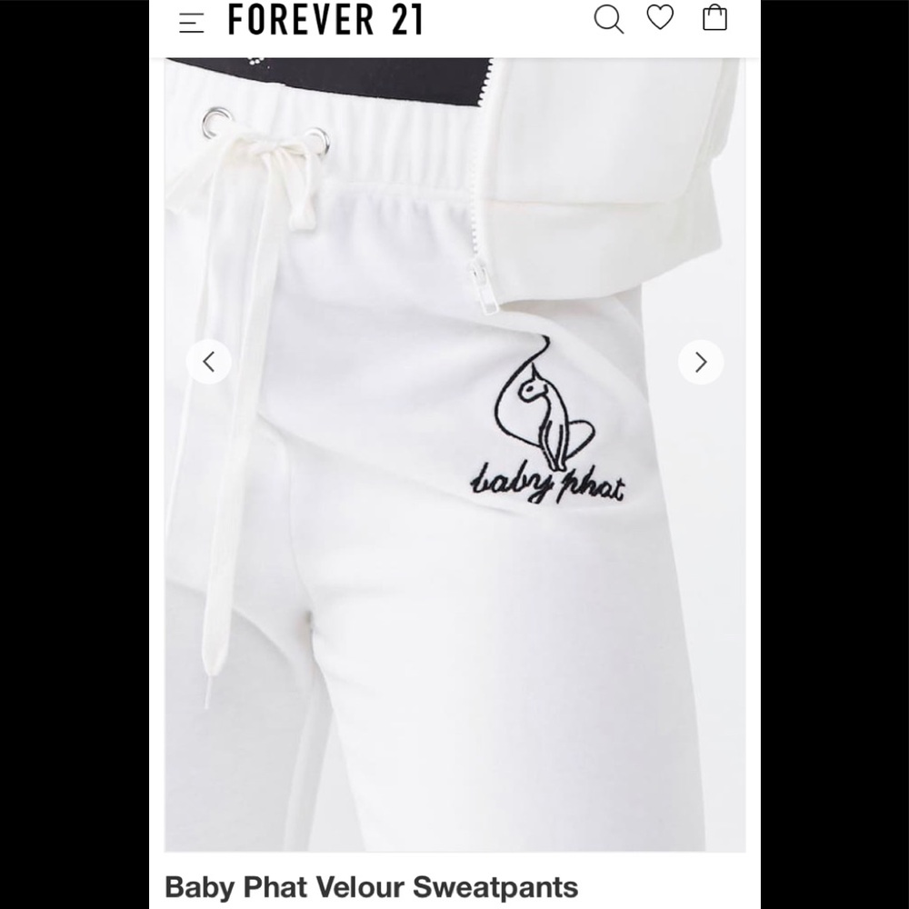 New🔥Forever21 Babyfat velour off-white sweatpants